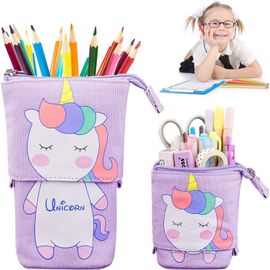Étui À Crayons Licorne,Trousse À Crayons Télescopique,Trousse À Crayons Licorne,Avec Motif De Licorne Mignon-Etuis À Crayons Pour Garçons Filles Etudiants Et Fournitures De Bureau,Violet