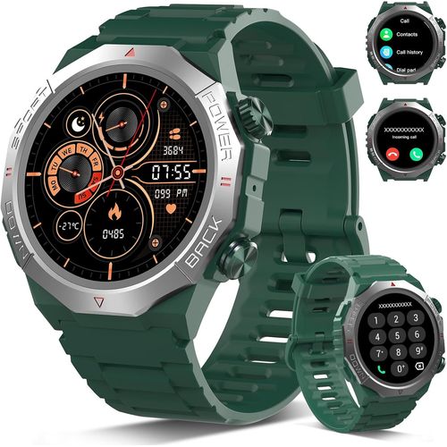 Militaire Montre Connectée Homme Femme avec Appel Bluetooth, 1.39"" HD Smartwatch Motre Sport avec 110+ Modes Sportifs, pour Android/iOS, Bleu