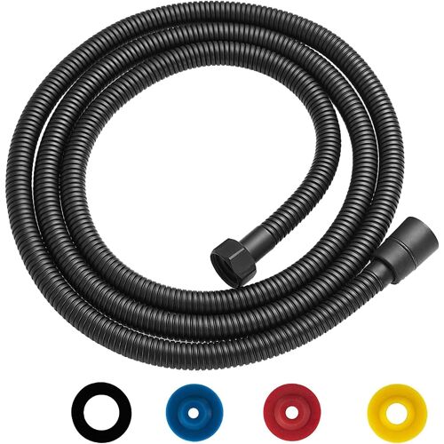 SUBZONAL-Flexible de Douche 2M Tuyau de Douche en Acier Inoxydable Noir Raccord Fileté Universel G1/2"" Anti-Torsion et Anti-Pliure, Flexible Douchette avec 4 Limiteur De Débit d'Eau