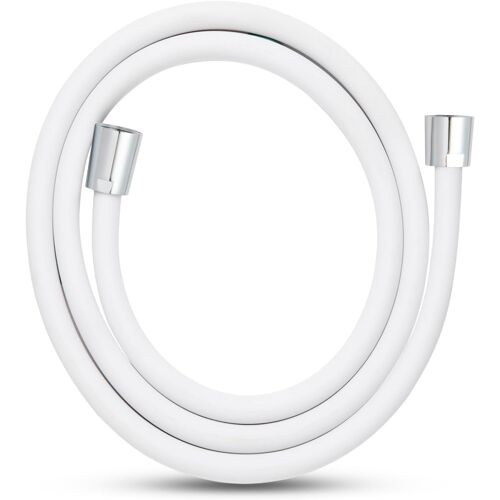 KALANKA-Flexible de Douche 1.6 m, Avec Protection Anti-torsion, Flexible Douche en PVC, Tuyau Douche haute Pression de Rechange, Pour Robinetterie de Salle de Bain, Blanc