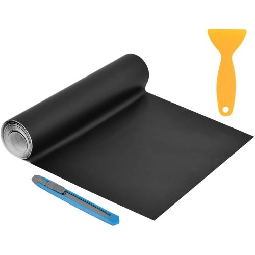 Mevronisshop-Rouleau De Film De Voiture En Vinyle Noir Mat 300cm Avec Grattoirs, Autocollant En Vinyle Sans Bulles D'air, Extensible Autocollant De Voiture Adhésif Mat Étanche Pour Décoration Intérie