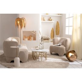 Fauteuil En Tissu Bouclette Blanc Cassé