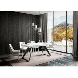 Table Extensible Effet Bois Frêne Blanc 90x180/284 Cm