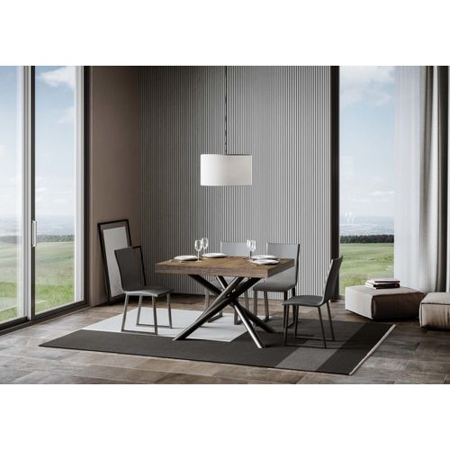 Table Extensible Effet Bois Noyer 90x140/244 Cm
