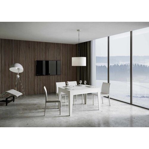 Table extensible effet bois frêne blanc 90x120/180 cm