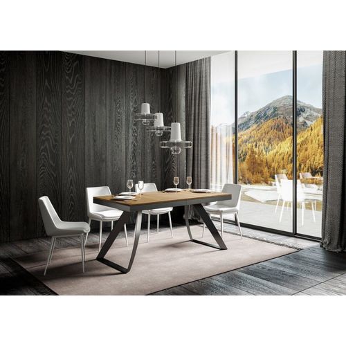 Table Extensible Effet Bois Chêne Nature 90x160/264 Cm
