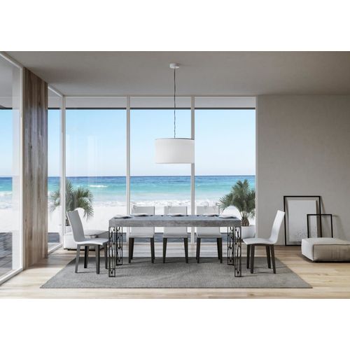 Table Extensible Effet Béton Gris 80x160/244 Cm