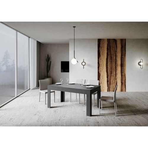 Table Extensible Effet Béton Gris 90x160/220 Cm