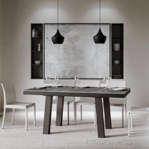 Table Extensible Effet Béton Gris 90x180/284 Cm