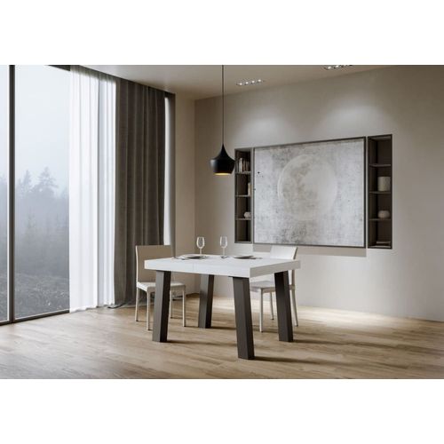 Table Extensible Effet Bois Frêne Blanc 90x140/400 Cm