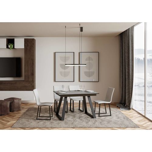 Table Extensible Effet Béton Gris 90x120/180 Cm