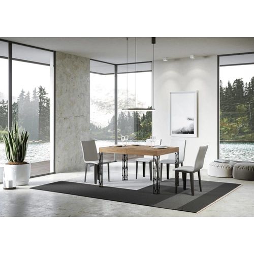 Table Extensible Effet Bois Chêne Nature 90x140/244 Cm