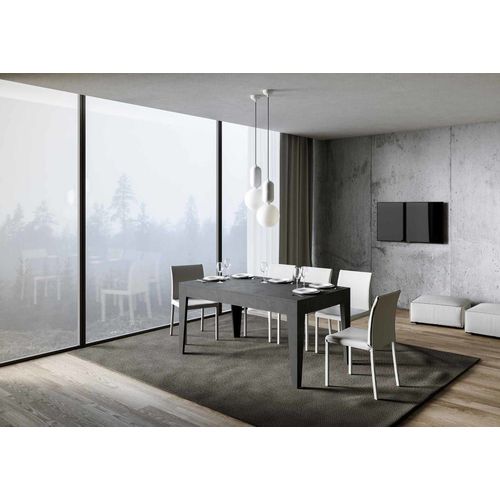 Table Extensible Effet Béton Gris 90x160/220 Cm