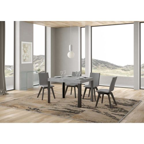 Table Extensible Effet Béton Gris 80x120/204 Cm