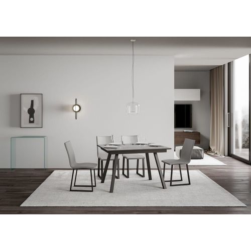 Table Extensible Effet Béton Gris 90x120/180 Cm