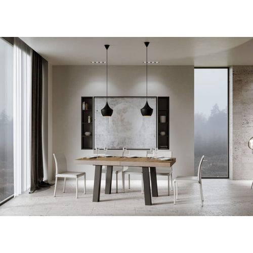 Table Extensible Effet Bois Noyer 90x200/460 Cm