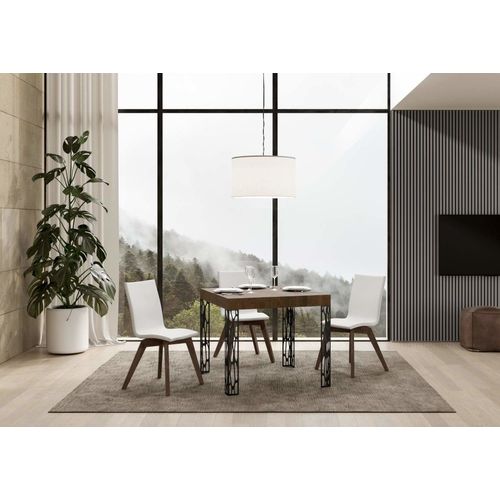 Table Extensible Effet Bois Noyer 90x90/246 Cm