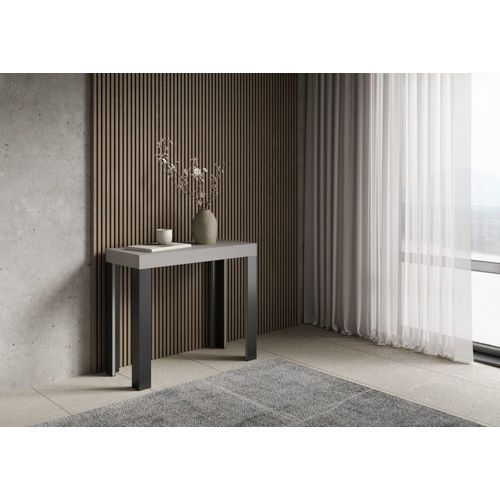 Console Extensible Effet Bois Gris Cachemire 90x40/196 Cm