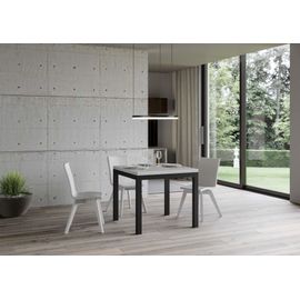 Table Extensible Portefeuille Effet Bois Frêne Blanc 90x90/180 Cm