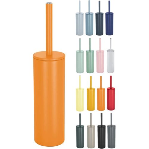 Brosse WC avec Support AcierModèle Akiratête Interchangeable et d'un Pot en Acier Solideavec Récipient hygiéniqueBrosse Toilette ferméeà PoserNoir Mat40 x 9.5 x 9.5 cm