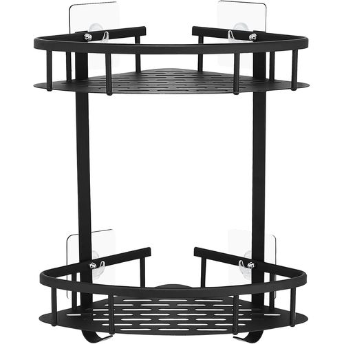 Etagere Douche Sans Percage D'Angle - Etagere Salle De Bain Sans Percage Angle - Étagère Rangement Salle De Bain, Murale, Aluminium, Adhesif, 2 Niveau Organisateur Salle De Bain No[APP8810981]