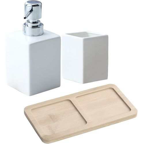 CMJAAGUR-Ensemble D'Accessoires De Salle De 3 Pièces En Céramique - Accessoires De Salle De Bain De Luxe - Comprend Un Distributeur De Savon Liquide De 320 Ml, Un Gobelet De Salle De Bain, P[M69]
