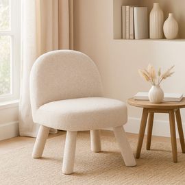 Fauteuil En Tissu Bouclette - Blanc
