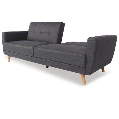 Canapé Convertible 3 Places En Tissu Gris Foncé