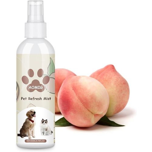 Kalanka-Spray Désodorisant Chiens, 200ml Spray Déodorant Doux Et Nourrissant Chiens, Parfum Chien Anti Odeur, Éliminateur D'odeurs Chien Pour Élimine Les Odeurs Nourrit Les Cheveux(Parfum De Pêche)
