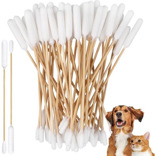 Kalanka-50 Pièces 15cm Coton Tiges Chien Et Chat,Cotons-Tiges Pour Animaux De Compagnie, Pets Pour Nettoyage Et Soin Oreilles Des Chiens Et Chat