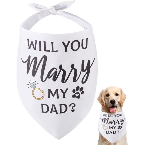 Kalanka-1 Pc Pet Dog Bandana, Foulard Réglable Sur Le Thème Du Mariage Et Des Fiançailles Pour Animaux De Compagnie, Avec Les Mots Will You Marry My Dad, Bavoirs Écharpe En Coton Lavable