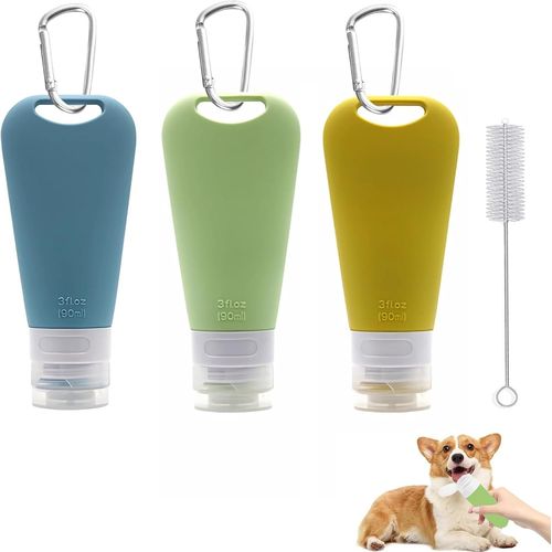 Kalanka-3 Tubes De Nourriture Pour Chiens Avec Mousqueton Et Brosse De Nettoyage, En Silicone, Idéal Pour L'entraînement Et Les Voyages, Accessoire Pour Animaux De Compagnie En Extérieur (90ml)