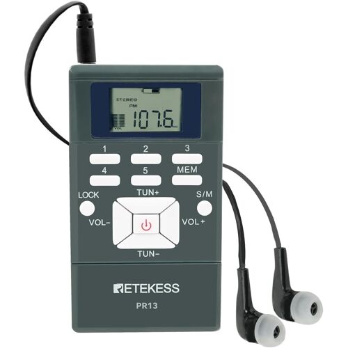 PR13 Portable Mini Radio,FM Radio,avec Écouteurs,Horloge Numérique pour,Convient pour la Course à Pied, la randonnée, Le Camping, Les Voyages,Cadeau(Noir)