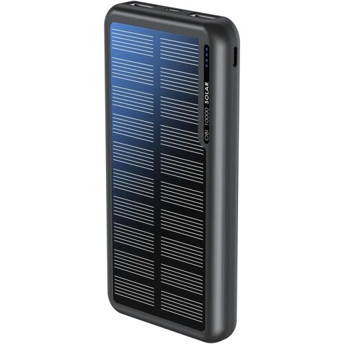 Batterie Portable Solaire 10000mah - Batterie Externe Usb-C Avec Double Port Usb-A,Chargeur De Panneau Solaire Pour Te¿Le¿Phet D'autres Appareils,Idéal Pour Voyage,Camping,Noir