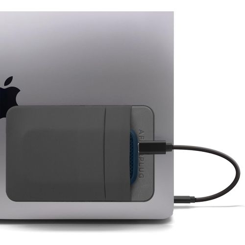 Pochette Adhésive à 2 Poches pour Ordinateur Portable,Compatible avec SSD Externe,Souris Slim,câble USB et Plus - Gris