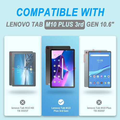 Coque pour Lenovo Tab M10 Plus 3ème Génération 10.6 Pouces 2022 (TB125/TB128), Housse de Protection en Cuir PU Étui Case Tablette Étui Smart Cover pour Lenovo Tab M10 Plus 3rd Gen, Rouge