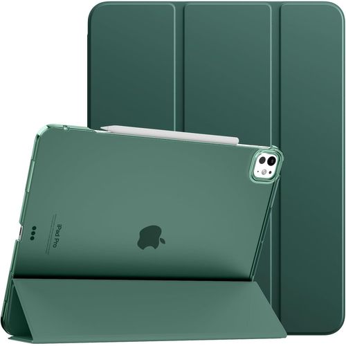 Tepp-Coque Pour Ipad Pro 13 Pouces M4 2024, Coque Fine Avec Support Pour Ipad Pro 13 7e Gén, Étui Intelligente Avec Dos Translucide Prend En Charge Pencil Pro&pencil (Usb-C) - Vert Foncé