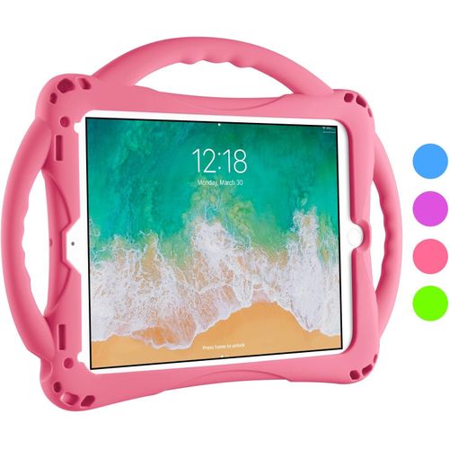 Coque Enfant Pour Ipad 9.7 Pouces, Étui Antichoc Pour Ipad 6, Ipad 5, Ipad Air 2, Ipad Air 1, Ipad Pro 1, Protection Maximale, Très Résistante En Silicone (Rose)