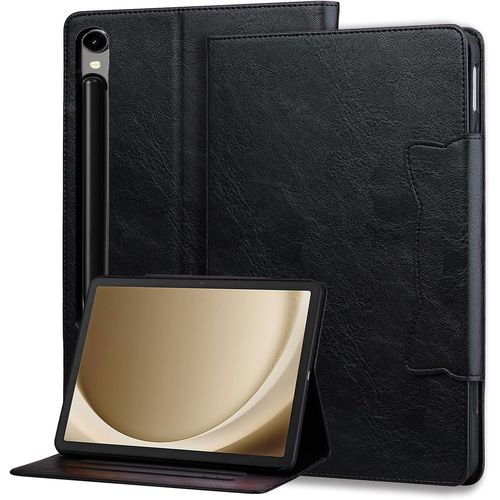 Coque Pour Tablette Samsung Galaxy Tab S10 Ultra/Tab S9 Ultra/Tab S8 Ultra 14.6" Housse De Protection En Cuir Pu À Rabat Avec Fente Pour Carte Et Fonction Support Cover- Noir
