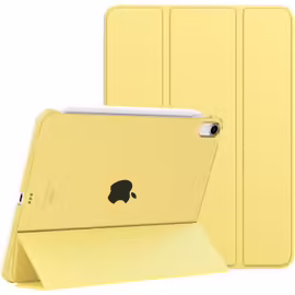 Étui pour iPad Air 11 Pouces (M3 2025/M2 2024), Étui pour iPad Air 5e/4e Génération 2022/2020 10,9"",Coque Mince et Intelligente en PC Dur Translucide,Compatible avec Touch ID, Jaune Brumeux