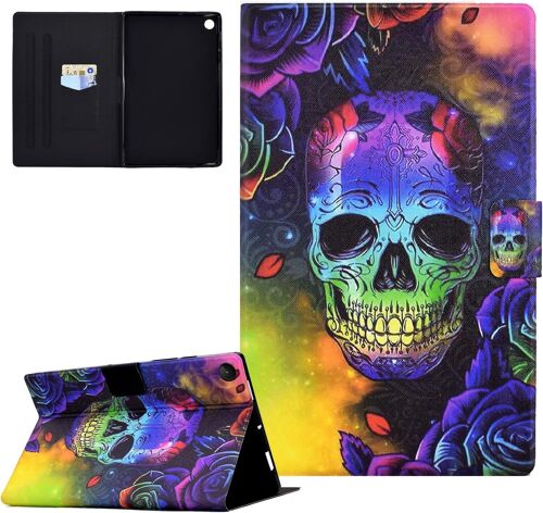 Coque pour Samsung Galaxy Tab A9+/A9 Plus 2023 11.0"" (SM-X210/SM-X215/SM-X216) Étui Housse de Protection en Cuir PU Tablette Cover avec Réveil/Veille Auto pour Galaxy Tab A9+ 2023, Illusion Totenkopf