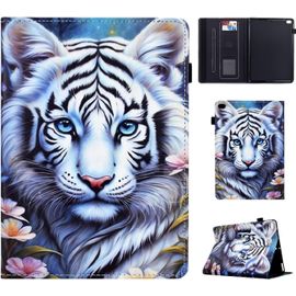 Coque Pour Ipad 9.7 Pouces (2018/2017) Ipad Air 2/ Ipad Air, À Angles De Vision Multiples Folio Étui Avec Ultra-Mince Housse Ipad 6/5 Génération - Tigre Bianca