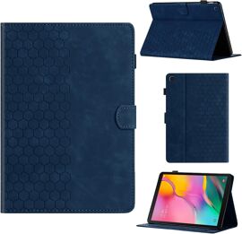 KAL-Coque Pour Samsung Galaxy Tab A 10.1 Pouces 2019 Sm-T515/T510 Boîtier Avec Support Avec Fente Pour Carte, Motif Hexagonal Structuré Housse En Similicuir Pour Galaxy Tab A 10.1"" 2019, Bleu