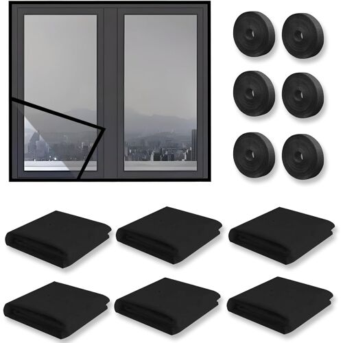 KALANKA-6 Pièces Moustiquaire Fenetre, 150x130cm Store Moustiquaire Fenetre, Filet écran Insecte, avec 6 Auto Rubans Adhésifs pour Des Fenêtres de DifféRents
