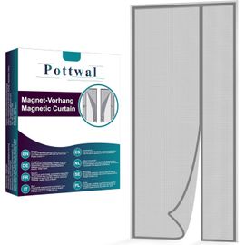Wag-Moustiquaire Porte Magnétique, 75x215cm Ouverture Latérale Moustiquaire Fenêtre Fermeture Automatique, Gris Moustiquaire Sans Percage Pour Balcons, Installation Facile