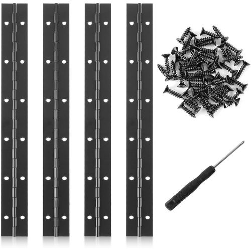 Charniere Piano 30cm Charniere Inox Charnière Plate avec Vis pour Portes Armoires de Piano 4 pièces, avec Tournevis