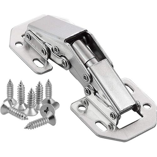 ASFASFq-Lot de 8 Charnière Porte Placard en Inox, 105 × 44mm Charnière Invisible Meubles Porte Coin 90 Degrés avec 64 Vis