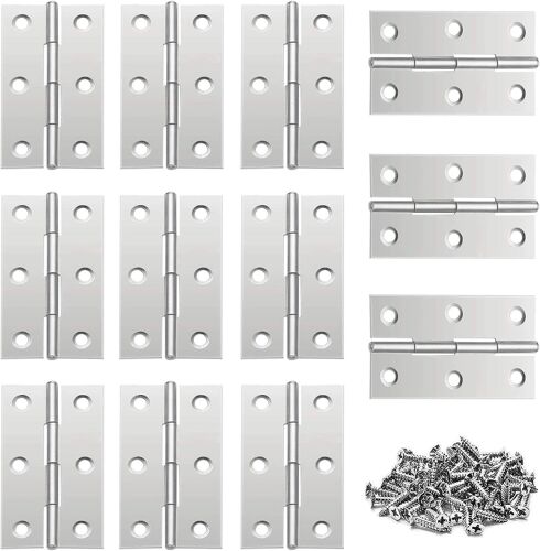 Charniere Porte Placard,Charniere Invisible,20 Pièces Charniere Inox,Charnière Plate 66x36 mm,Portes Charnières Polyvalentes Silver avec 120 Vis