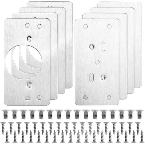 jum-8 Pièces Plaques De Réparation Charnière Armoire,Inoxydable Charnière Porte Placard,9×4.7Cm Avec 48 Vis Kit De RéparationMeuble,Plaque Reparation Porte Placard,Hinge Repair Kit