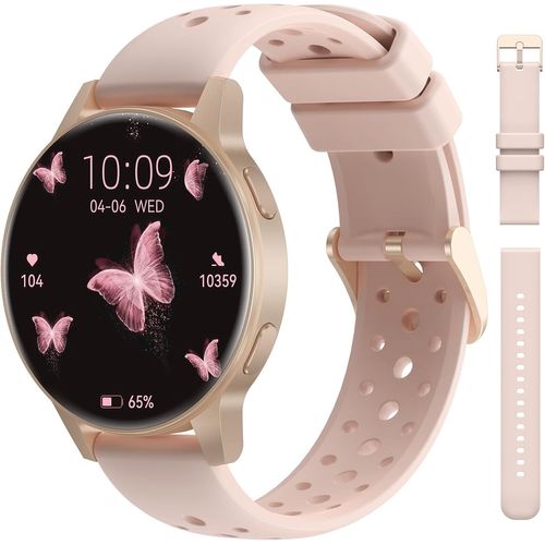 Montre Connectée Femme, 1.27"" Hd Smartwatch Fonction Téléphone Bluetooth 24H Fréquence Cardiaque/Sommeil, 120+ Sports, Ip68 Podomètre Android Ios (Rose)